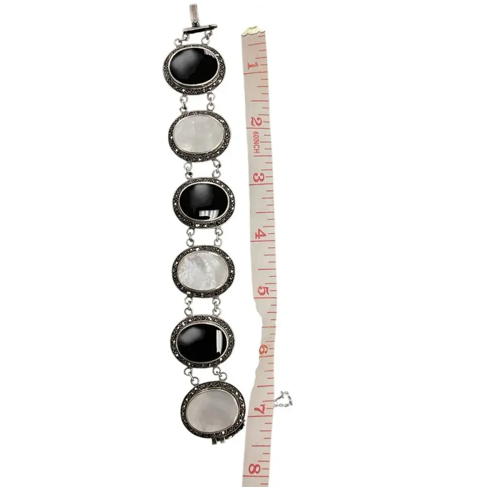 Onyx & Mother of Pearl Sterling Bracelet